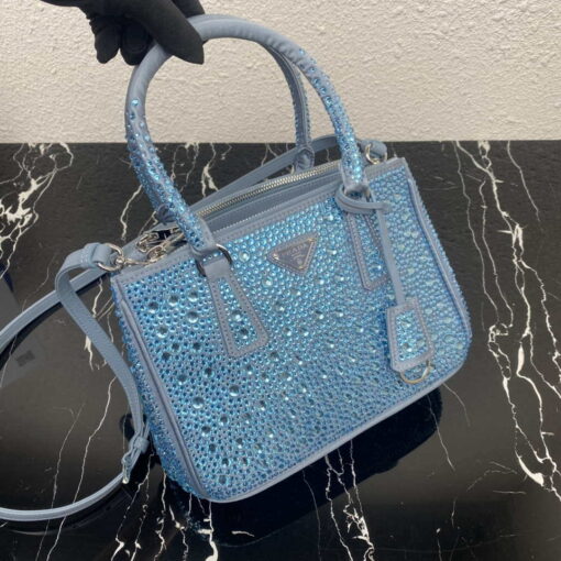 Replica Prada 1BA896 Prada Galleria Saffiano leather small bag Blue 7