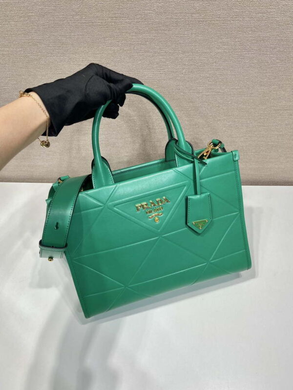 Replica Prada 1BA379 Small leather Prada Symbole bag with topstitching Green 2