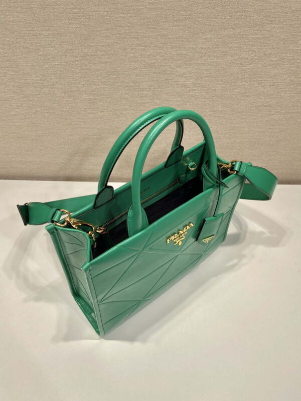 Replica Prada 1BA379 Small leather Prada Symbole bag with topstitching Green 3