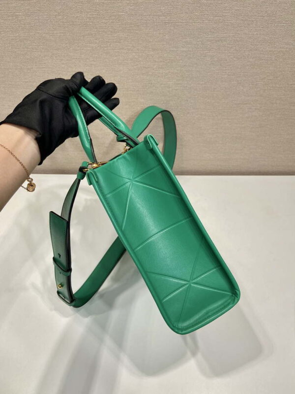 Replica Prada 1BA379 Small leather Prada Symbole bag with topstitching Green 5