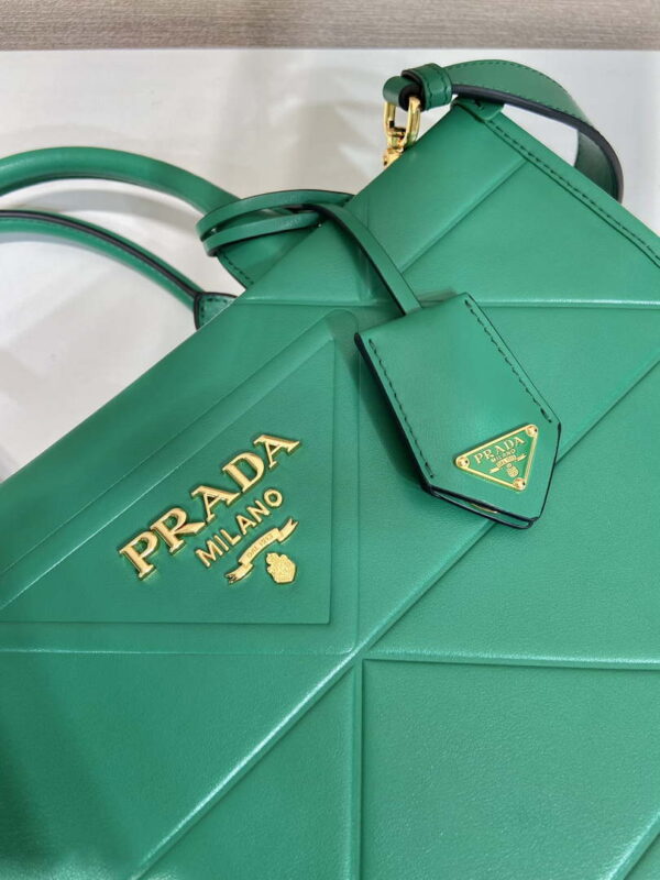 Replica Prada 1BA379 Small leather Prada Symbole bag with topstitching Green 7