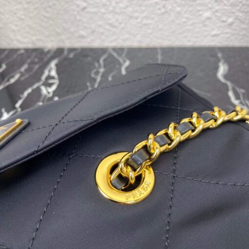 Replica Prada Nylon Vintage Chain Stray Bag 1BD620 Black 6