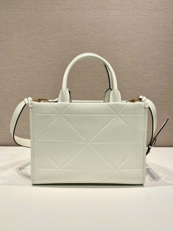 Replica Prada 1BA379 Small leather Prada Symbole bag with topstitching White 3