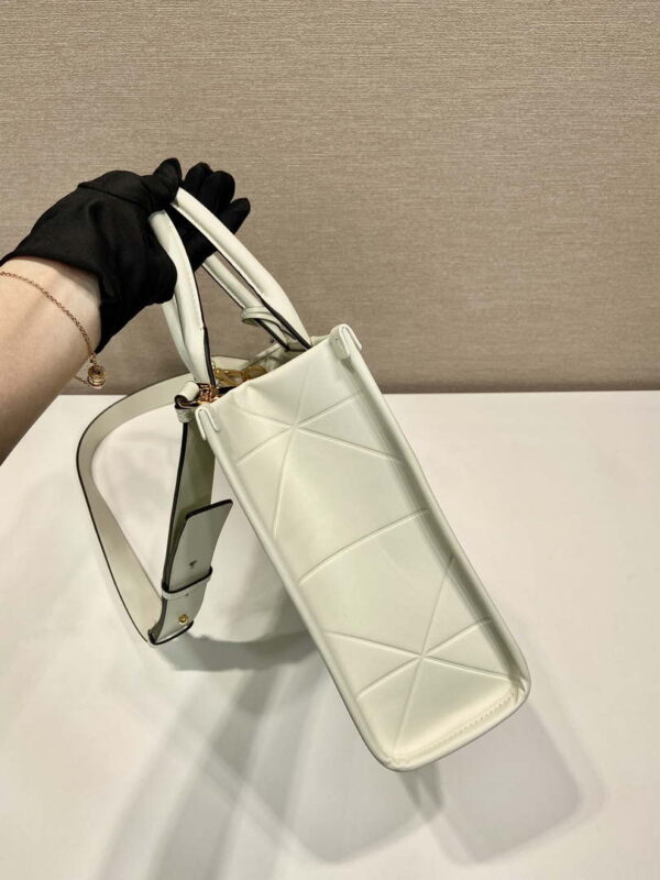 Replica Prada 1BA379 Small leather Prada Symbole bag with topstitching White 6