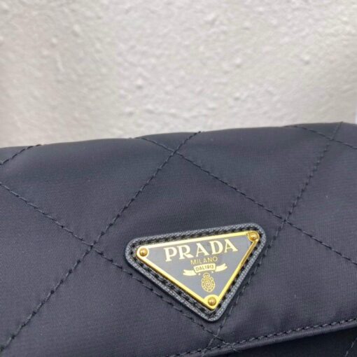 Replica Prada Nylon Vintage Chain rhombus stray Bag 1BD619 Black 4