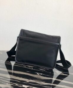 Replica Prada Nylon and Saffiano Leather Bag with Strap 2VD769 Black 2