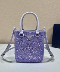 Replica Prada 1BA331 Small satin tote bag with crystals Purple