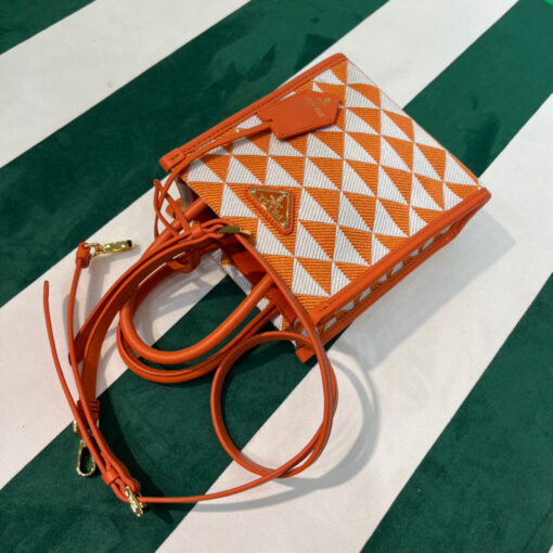 Replica Prada 1BA355 Symbole Jacquard Fabric Micro Bag Orange White 8