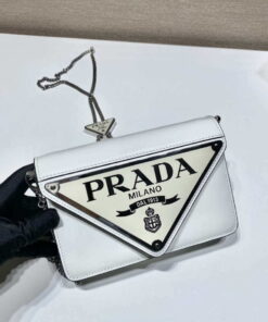 Replica Prada 1BH189 Brushed leather shoulder bag White 2