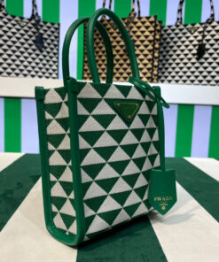 Replica Prada 1BA355 Symbole Jacquard Fabric Micro Bag Green White