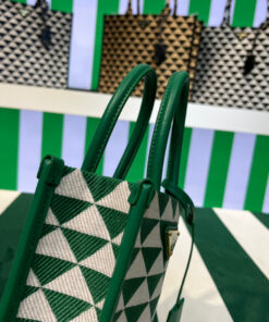 Replica Prada 1BA355 Symbole Jacquard Fabric Micro Bag Green White 2