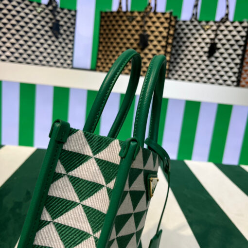 Replica Prada 1BA355 Symbole Jacquard Fabric Micro Bag Green White 2