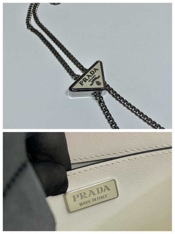 Replica Prada 1BH189 Brushed leather shoulder bag White 9