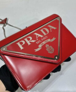 Replica Prada 1BH189 Brushed leather shoulder bag Red