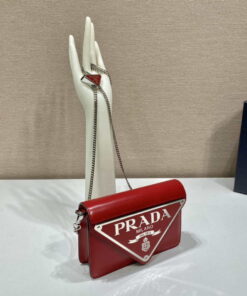 Replica Prada 1BH189 Brushed leather shoulder bag Red 2