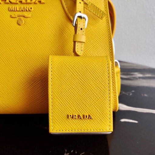 Replica Prada 1BA269 Saffiano Leather Prada Monochrome Bag Yellow 6