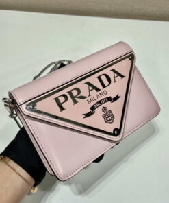 Replica Prada 1BH189 Brushed leather shoulder bag Light Pink