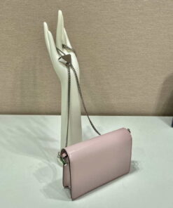 Replica Prada 1BH189 Brushed leather shoulder bag Light Pink 2