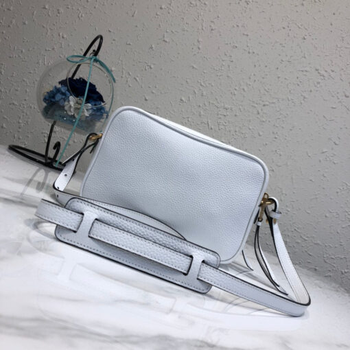 Replica Prada 1BH082 Leather bag with shoulder strap White Gold 2