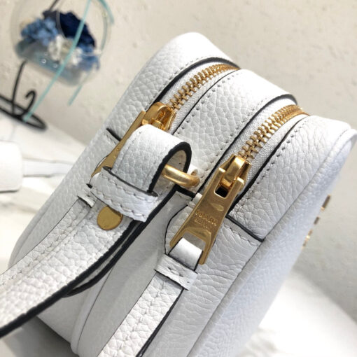 Replica Prada 1BH082 Leather bag with shoulder strap White Gold 7