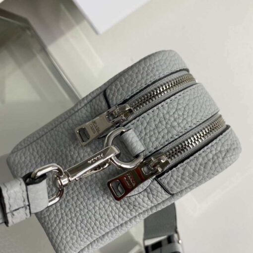 Replica Prada Leather bag with shoulder strap 1BH082 Gray 5