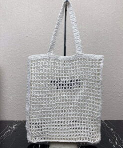 Replica Prada 1BG393 Raffia tote bag White 2