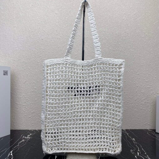 Replica Prada 1BG393 Raffia tote bag White 2