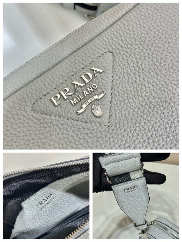 Replica Prada Leather bag with shoulder strap 1BH082 White 8