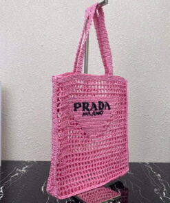 Replica Prada 1BG393 Raffia tote bag Rose red