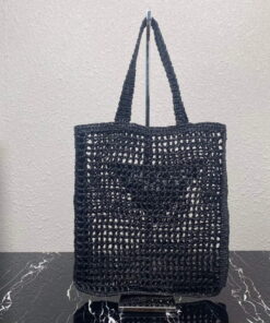 Replica Prada 1BG393 Raffia tote bag Black 2