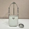 Replica Prada Mini brushed-leather bucket bag 1BE059 Black 9