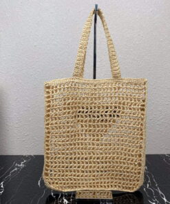 Replica Prada 1BG393 Raffia tote bag Apricot 2