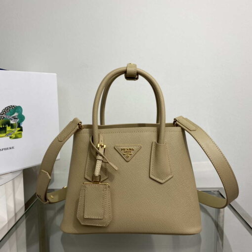 Replica Prada 1BG443 Prada Double Saffiano leather mini bag Tan