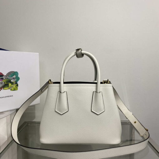 Replica Prada 1BG443 Prada Double Saffiano leather mini bag White