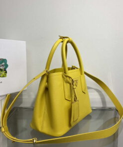 Replica Prada 1BG443 Prada Double Saffiano leather mini bag Yellow 2