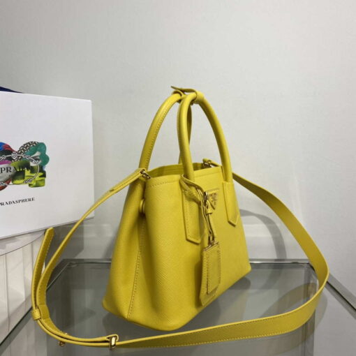 Replica Prada 1BG443 Prada Double Saffiano leather mini bag Yellow 2