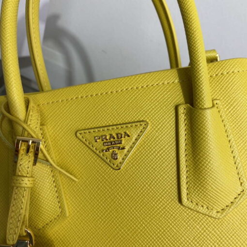 Replica Prada 1BG443 Prada Double Saffiano leather mini bag Yellow 3