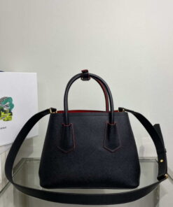 Replica Prada 1BG443 Prada Double Saffiano leather mini bag Black