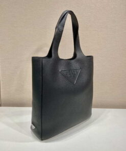 Replica Prada 2VG092 Leather Tote Shoulder Bags Black 2