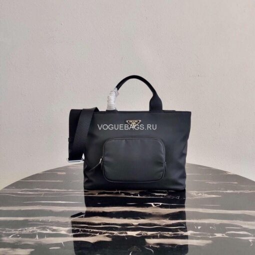 Replica Prada 1BG354 tote shoulder hanbag Nylon calfskin leather Black