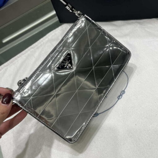 Replica Prada 1BC155 Saffiano leather mini Shoulder bag Silver 3