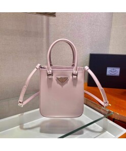 Replica Prada 1BA331 Small Brushed Leather Tote Pink