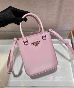 Replica Prada 1BA331 Small Brushed Leather Tote Pink 2