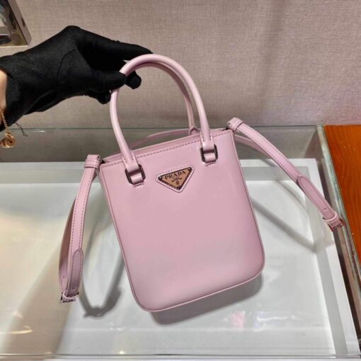 Replica Prada 1BA331 Small Brushed Leather Tote Pink 2