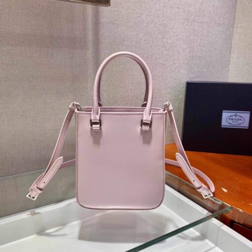 Replica Prada 1BA331 Small Brushed Leather Tote Pink 3