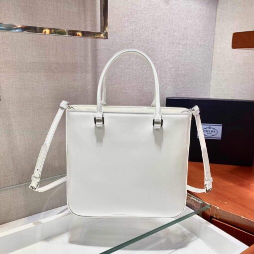 Replica Prada 1BA330 Brushed Leather Tote Bag White 3