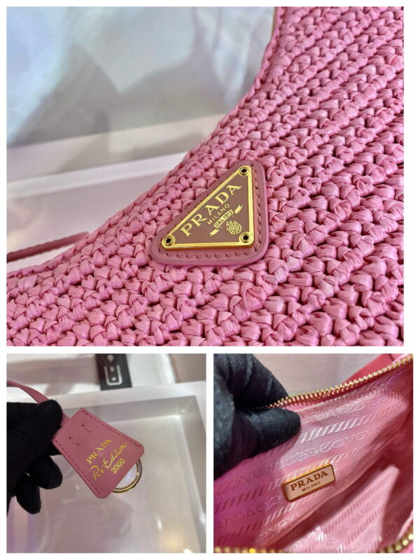 Replica Prada 1BH204 Prada Re-Edition 2005 Raffia Bag in Pink 8