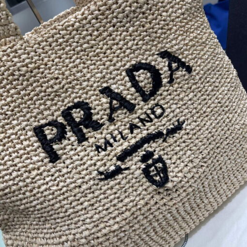 Replica Prada Small Raffia tote bag 1BG422 Apricot 2