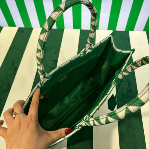 Replica Prada 1BA356 Large Prada Symbole Jacquard Fabric Handbag Green White 4