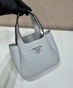 Replica Prada 1BG335 Tote Leather Bucket Handbag Light Blue 2